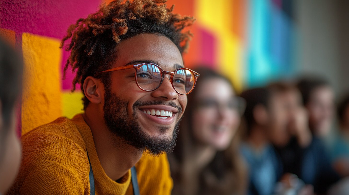 Two friends effectively communicate, showcasing open body language.