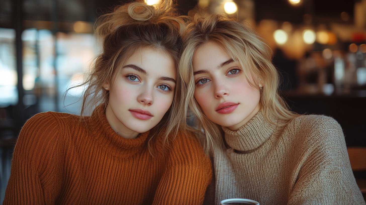 Zwei Freunde führen ein tiefes Gespräch bei Kaffee.