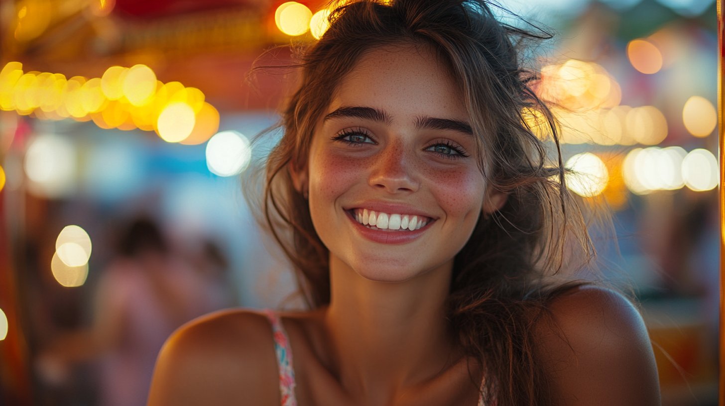 Ein Paar hat Spaß beim Spielen auf einem Karneval.