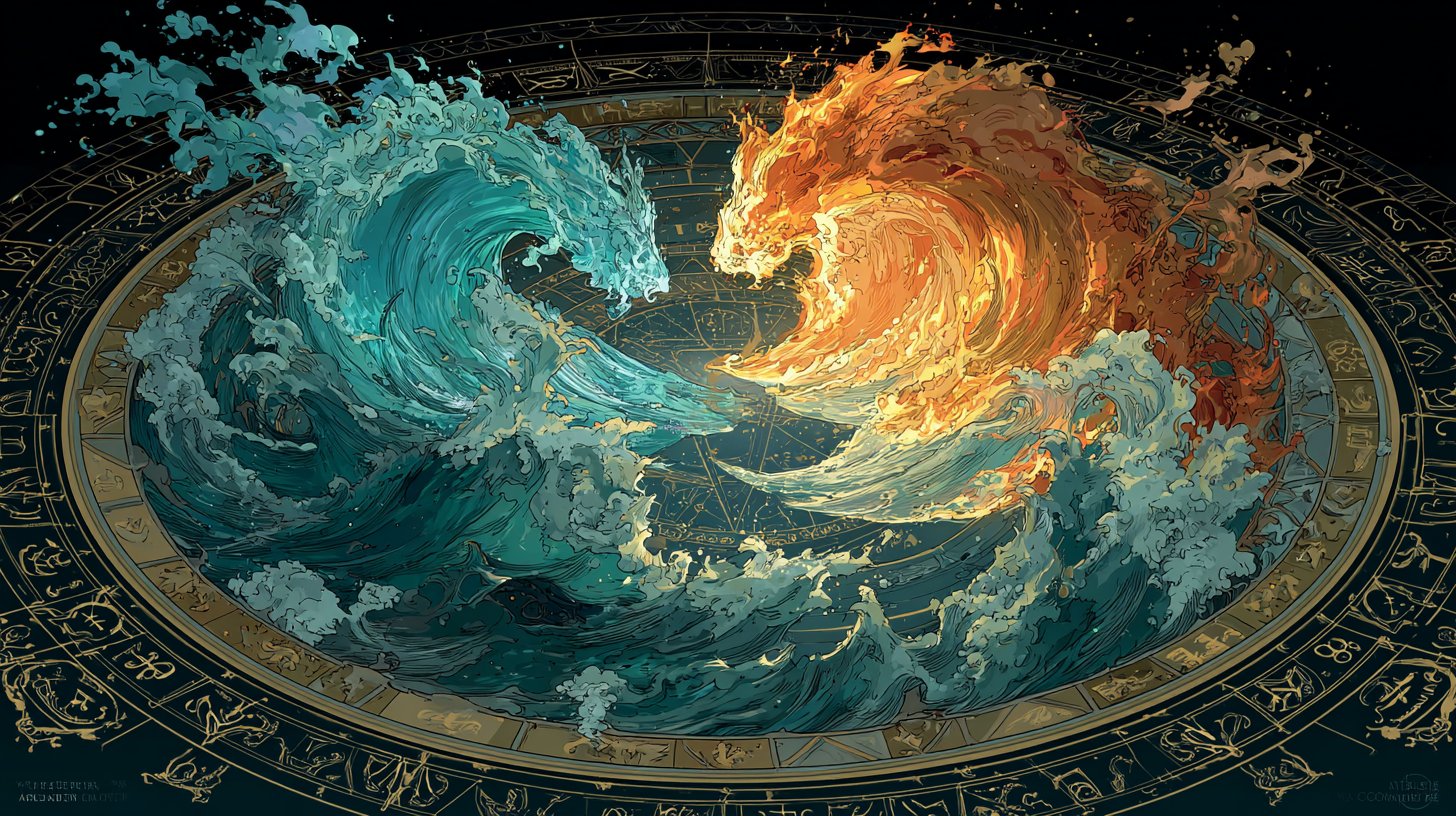 Feuerzeichen gegen Wasserzeichen