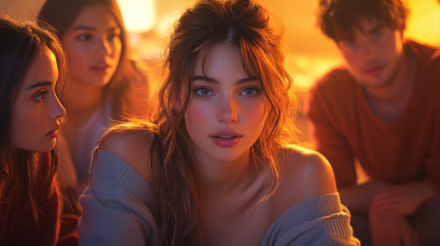 Eine einladende Szene mit einer Person, die persönliche Geschichten erzählt.