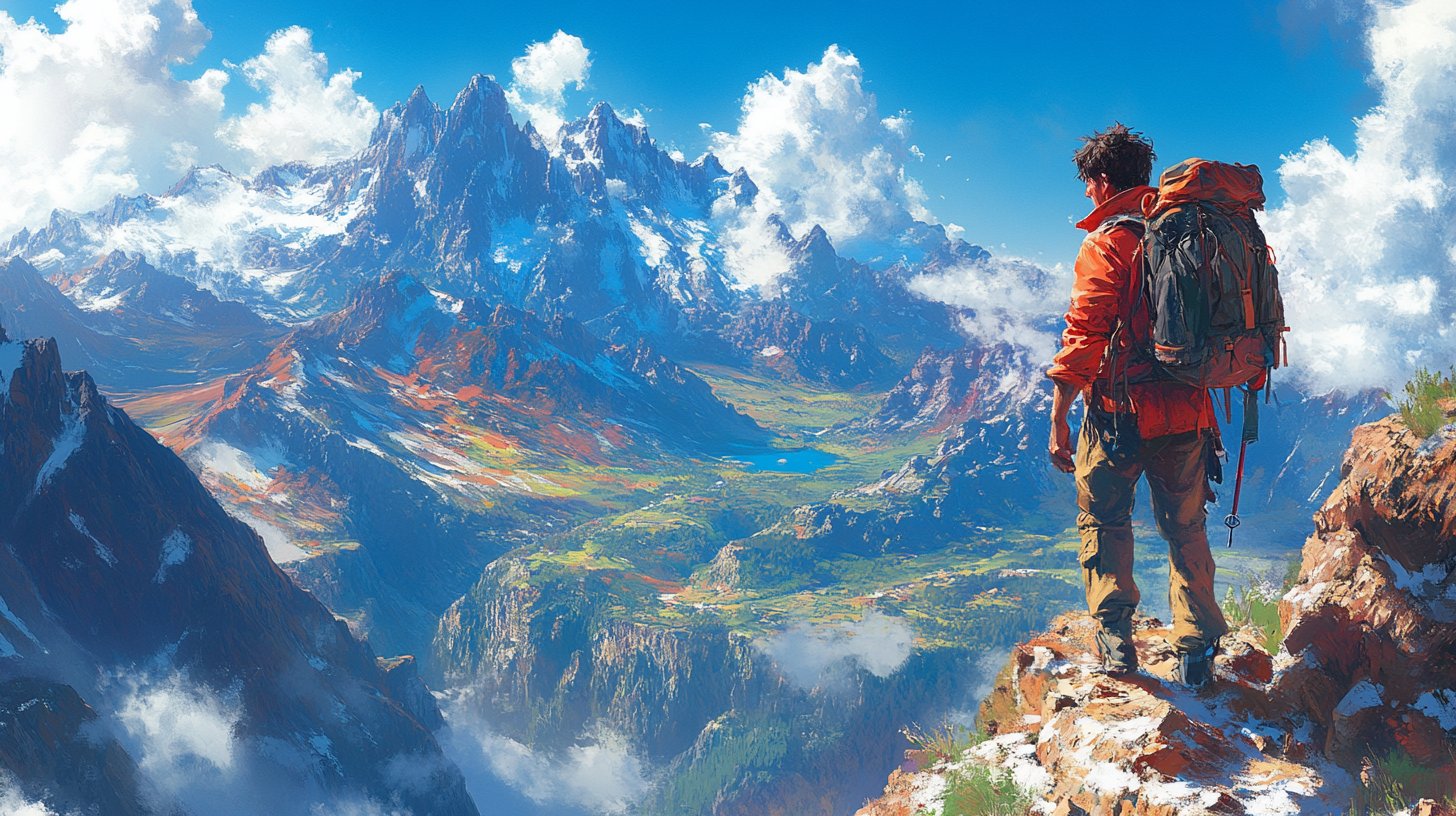 Friends laughing and exploring a beautiful landscape together.