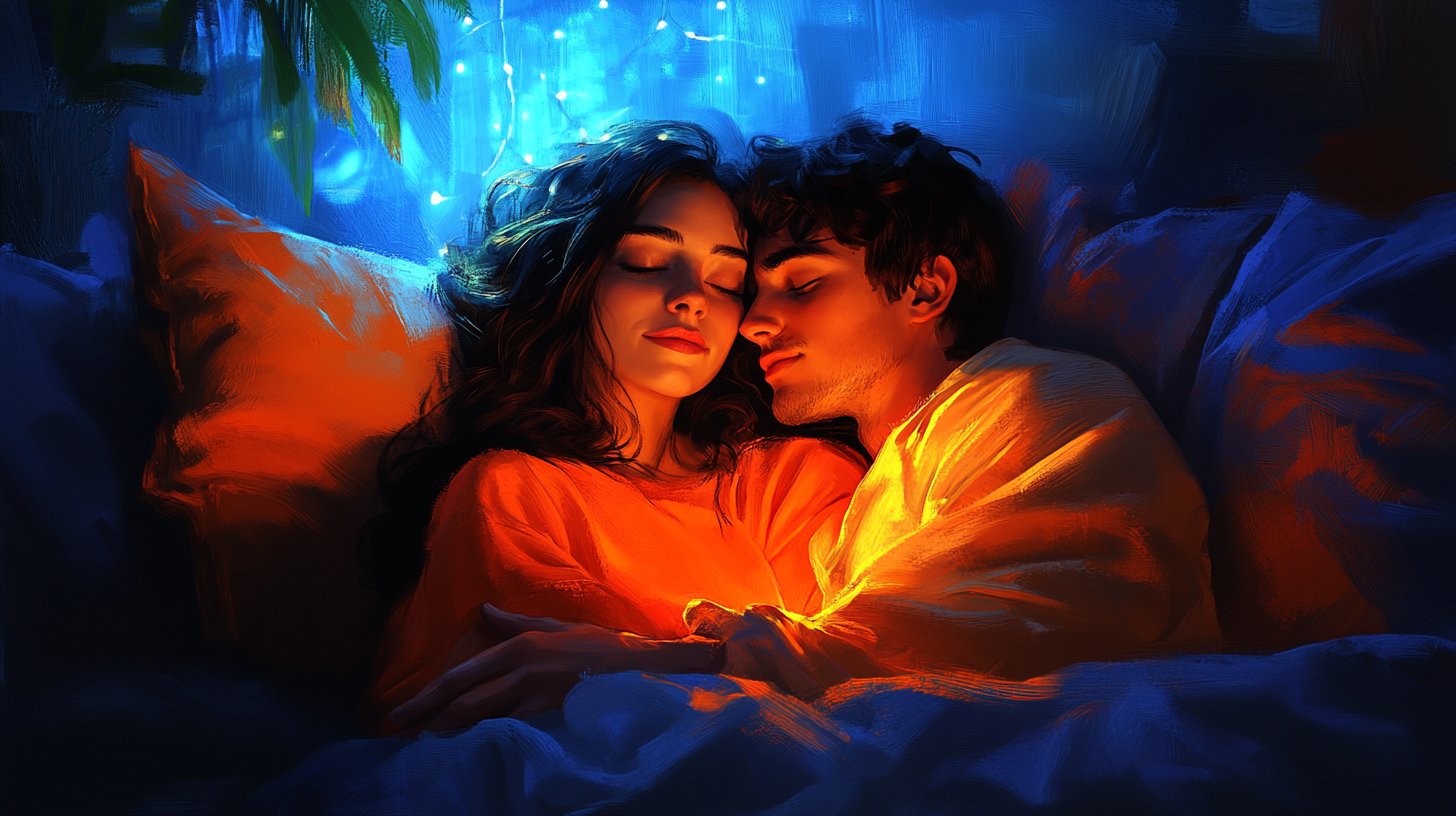 Due persone si coccolano insieme sul divano.