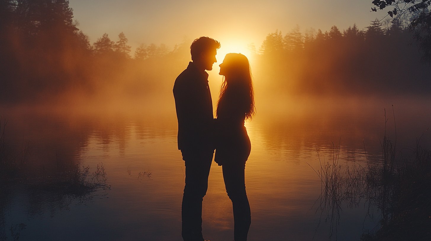 Ein unterstützender Mann steht seiner Partnerin in der Natur zur Seite.