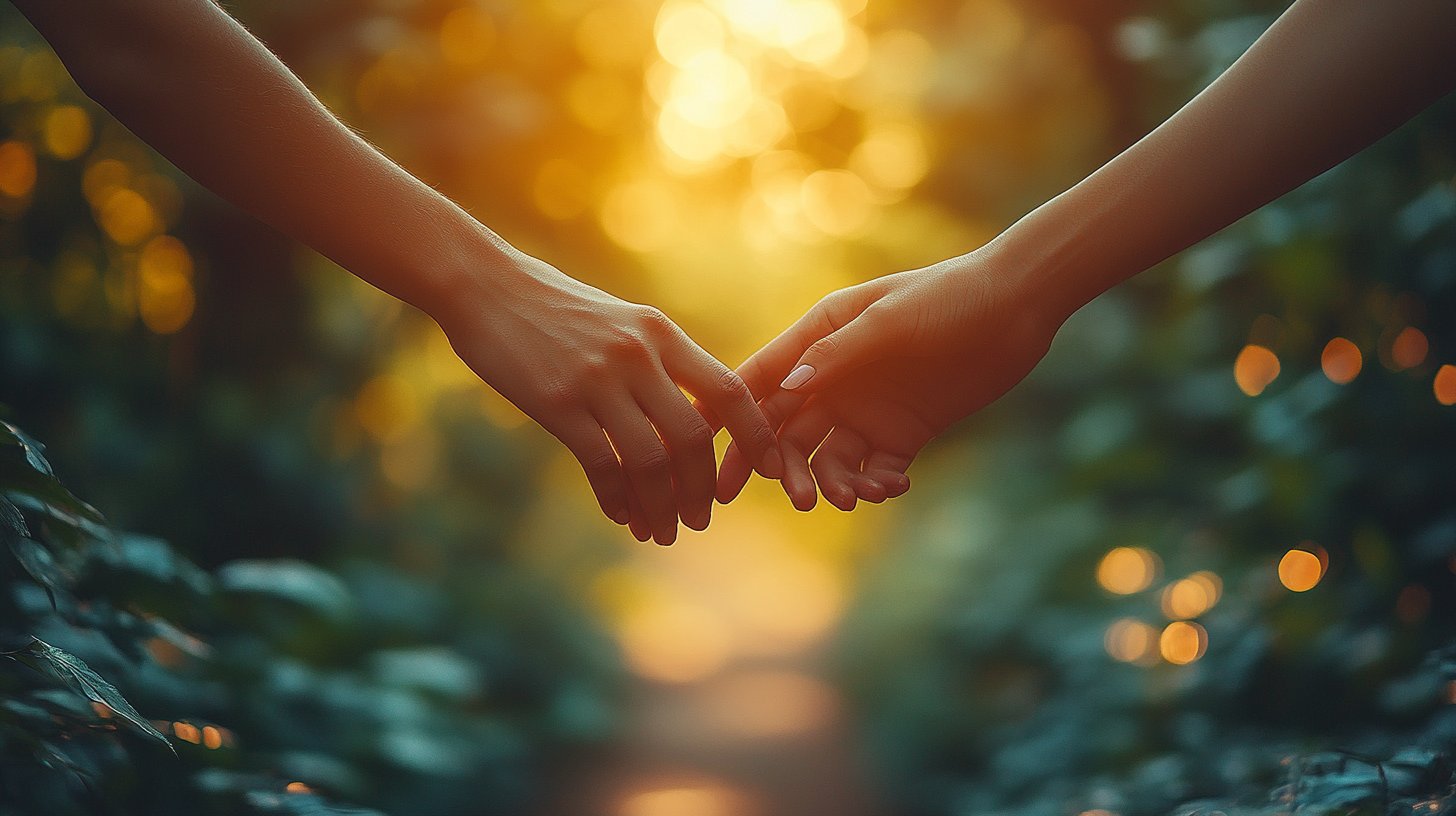 Nahaufnahme von zwei Händen, die Halt und Vertrauen geben.