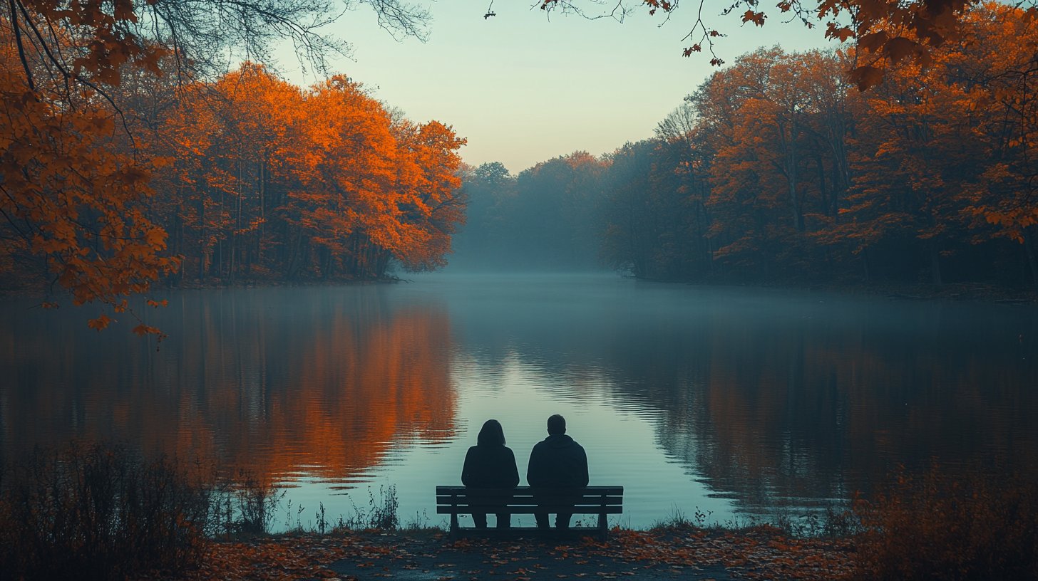 Ein Paar in ruhiger Umgebung, das Vertrauen und persönlichen Raum zeigt.