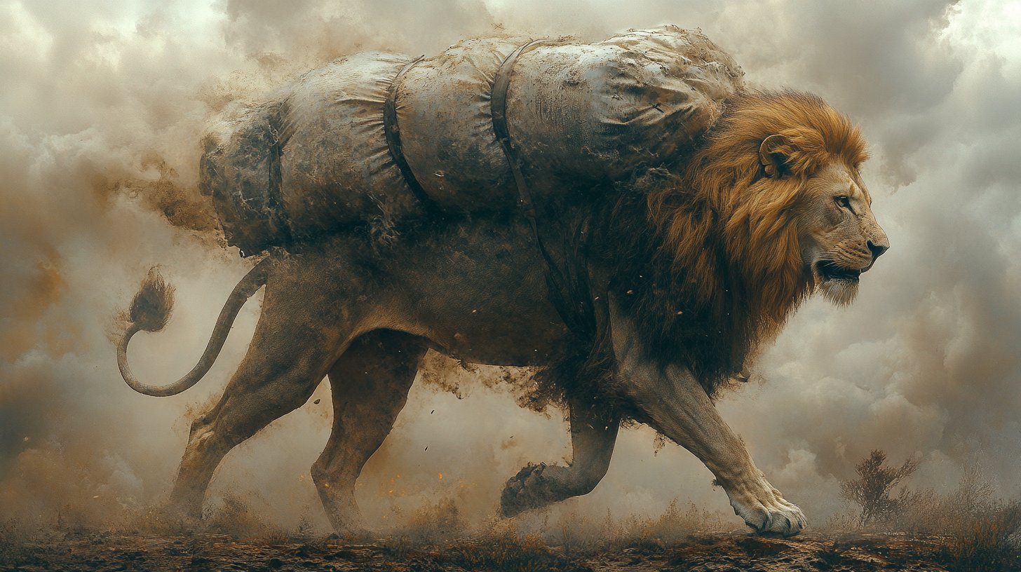 Un leone con un pesante fardello di ricordi antichi.