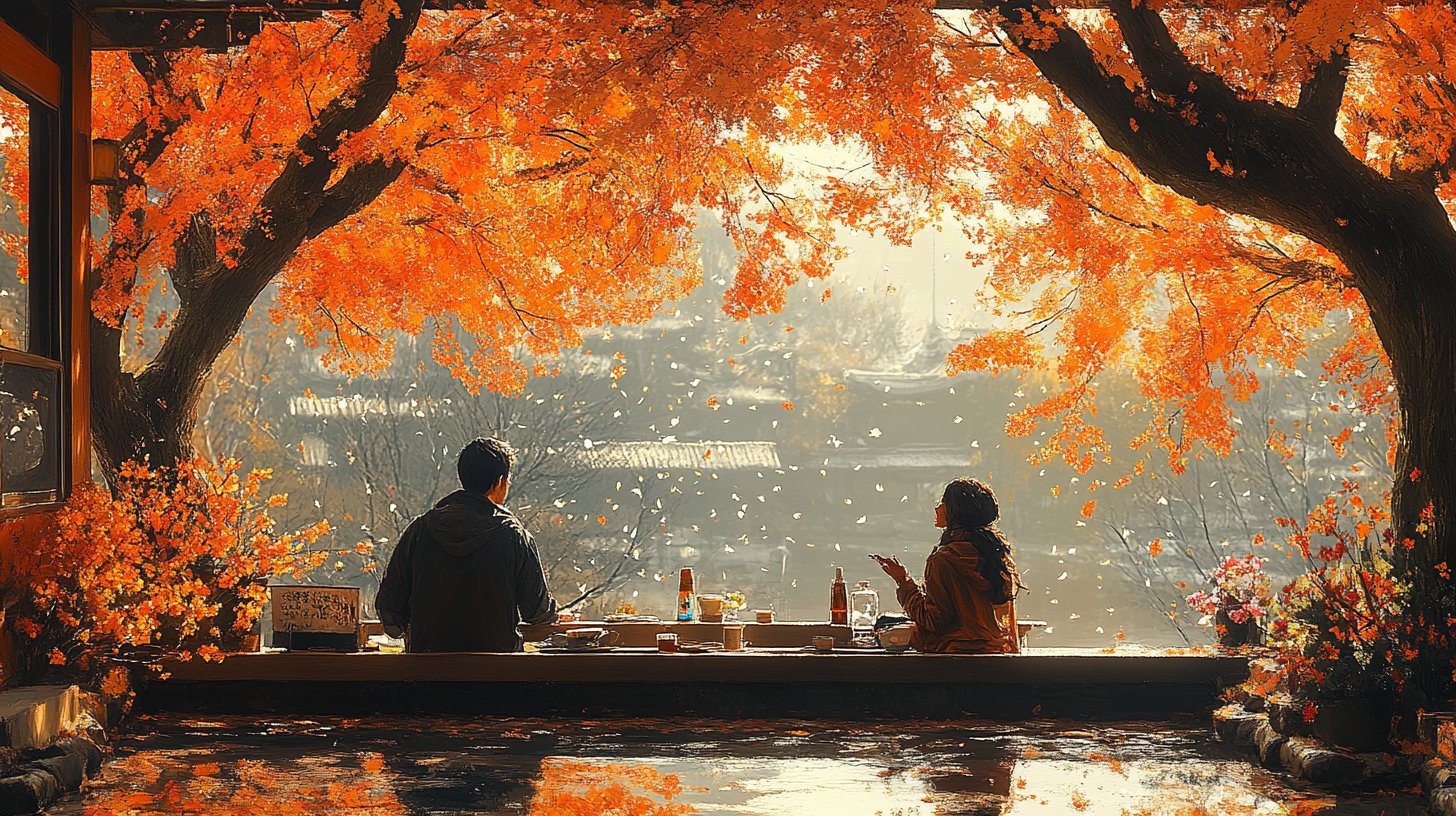 Ein nachdenklicher Moment in einem ruhigen Café voller Aufmerksamkeit.