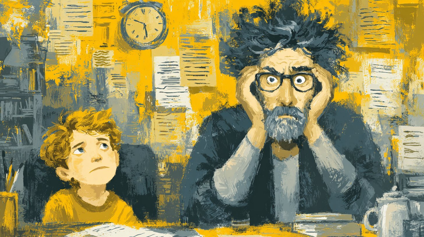 Un genitore sopraffatto da una lunga lista di aspettative.