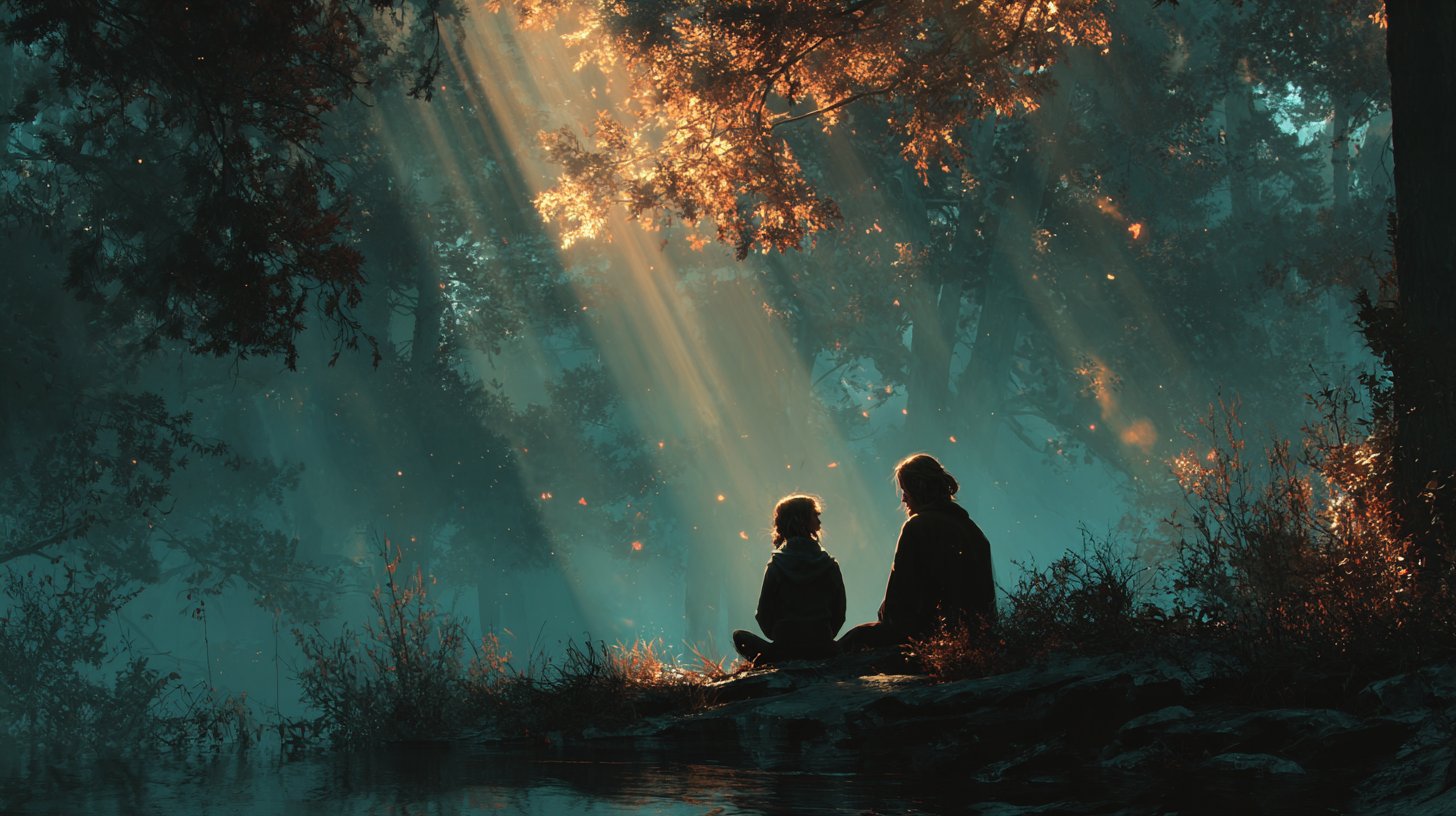 Gemeinsame Meditation im strahlenden Wald.