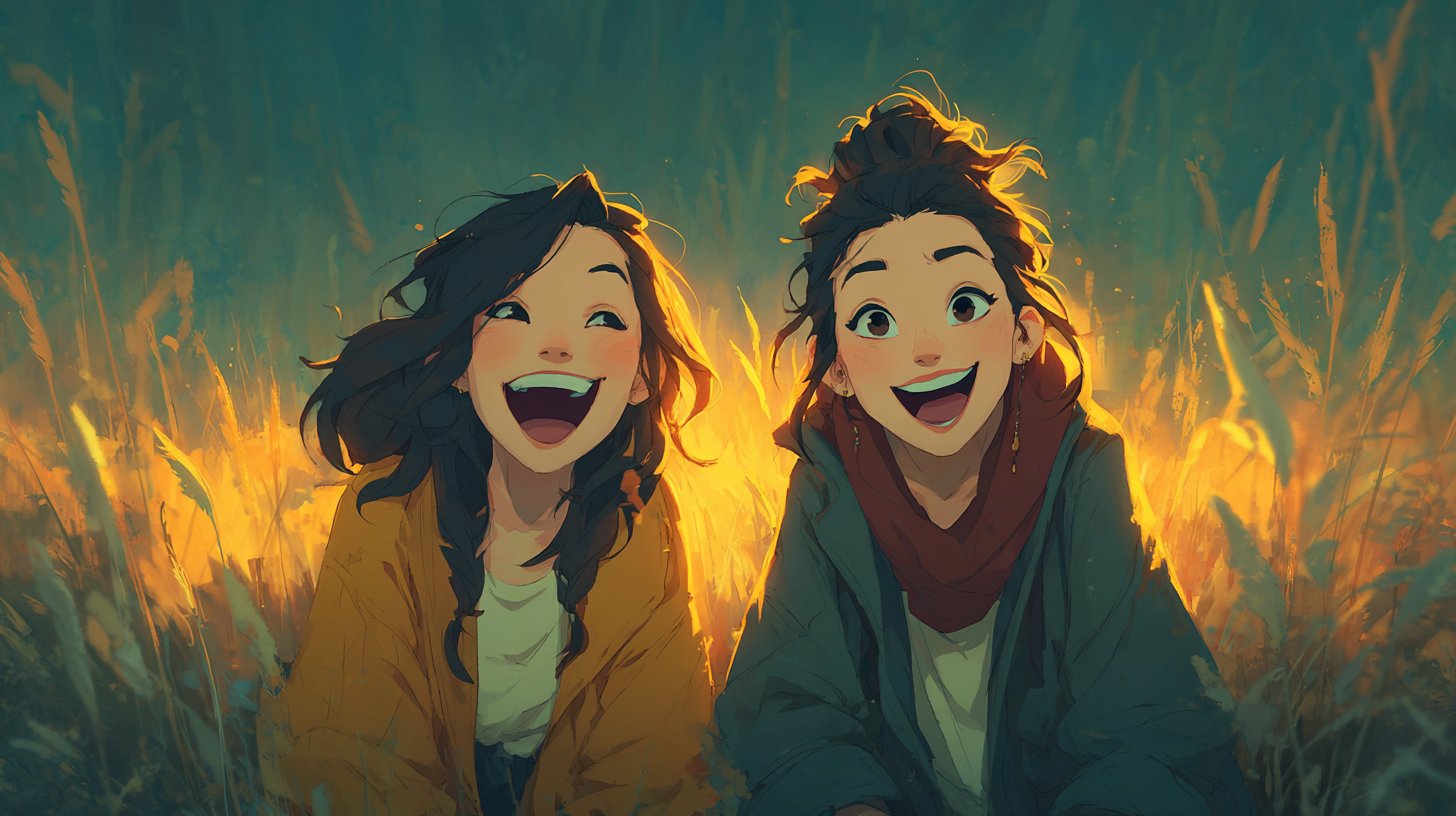 Freundschaft inmitten des Sonnenuntergangs.