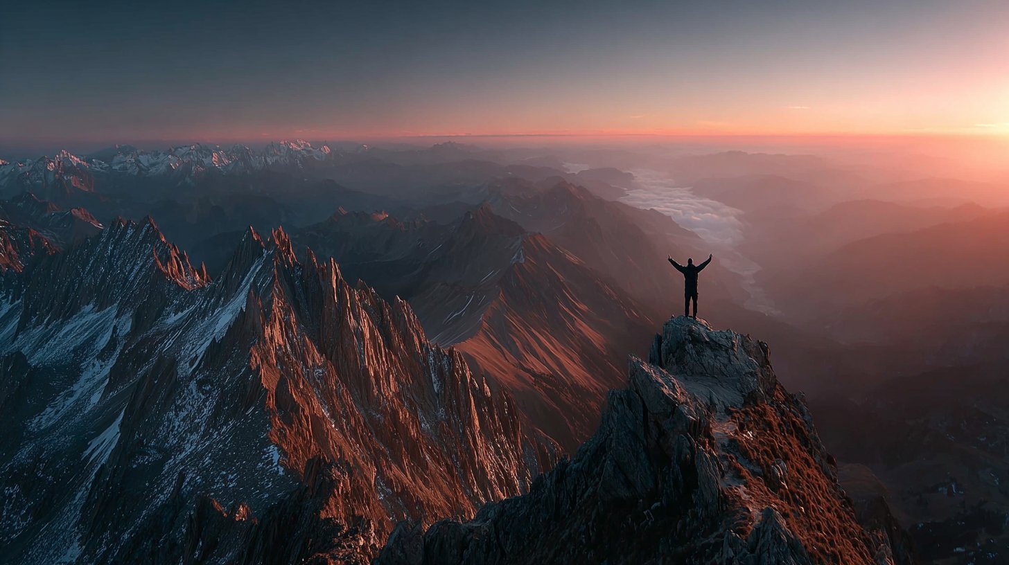Selbstvertrauen an der Gipfelspitze.