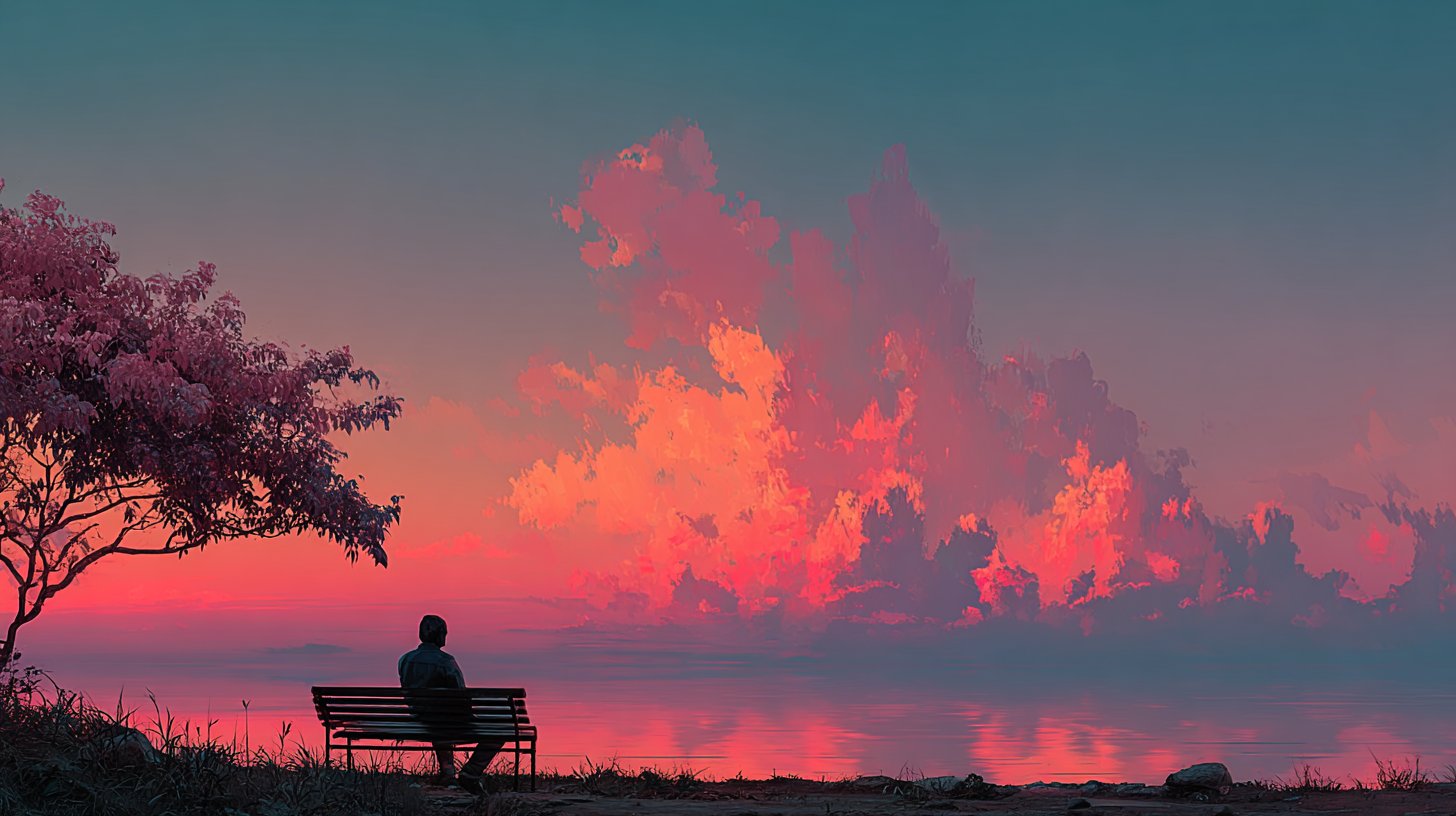 Eine hoffnungsvolle Szene des Voranschreitens in eine helle Zukunft.