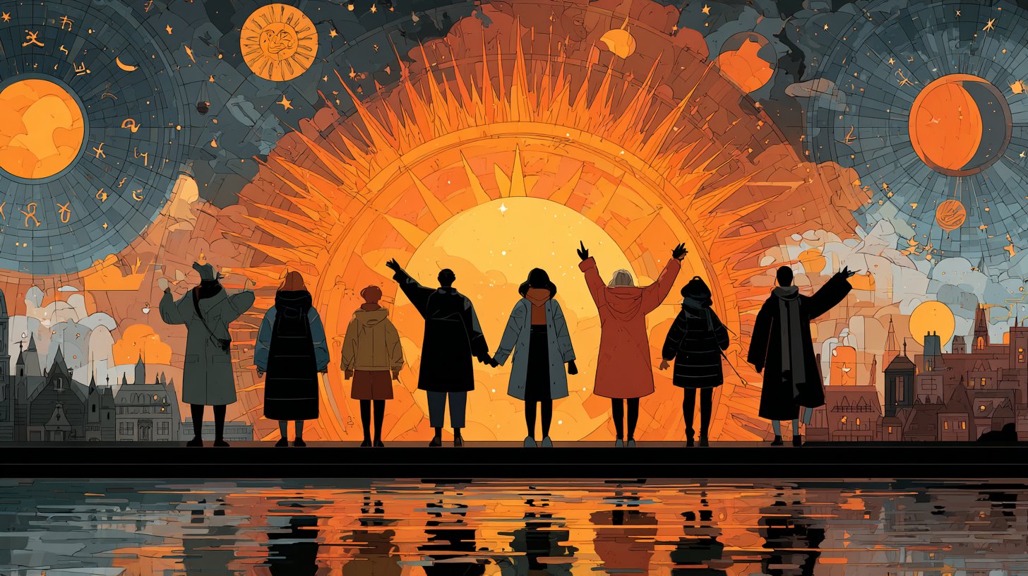 Vielfältige Menschen feiern ihre Stärken unter Tierkreiszeichen.