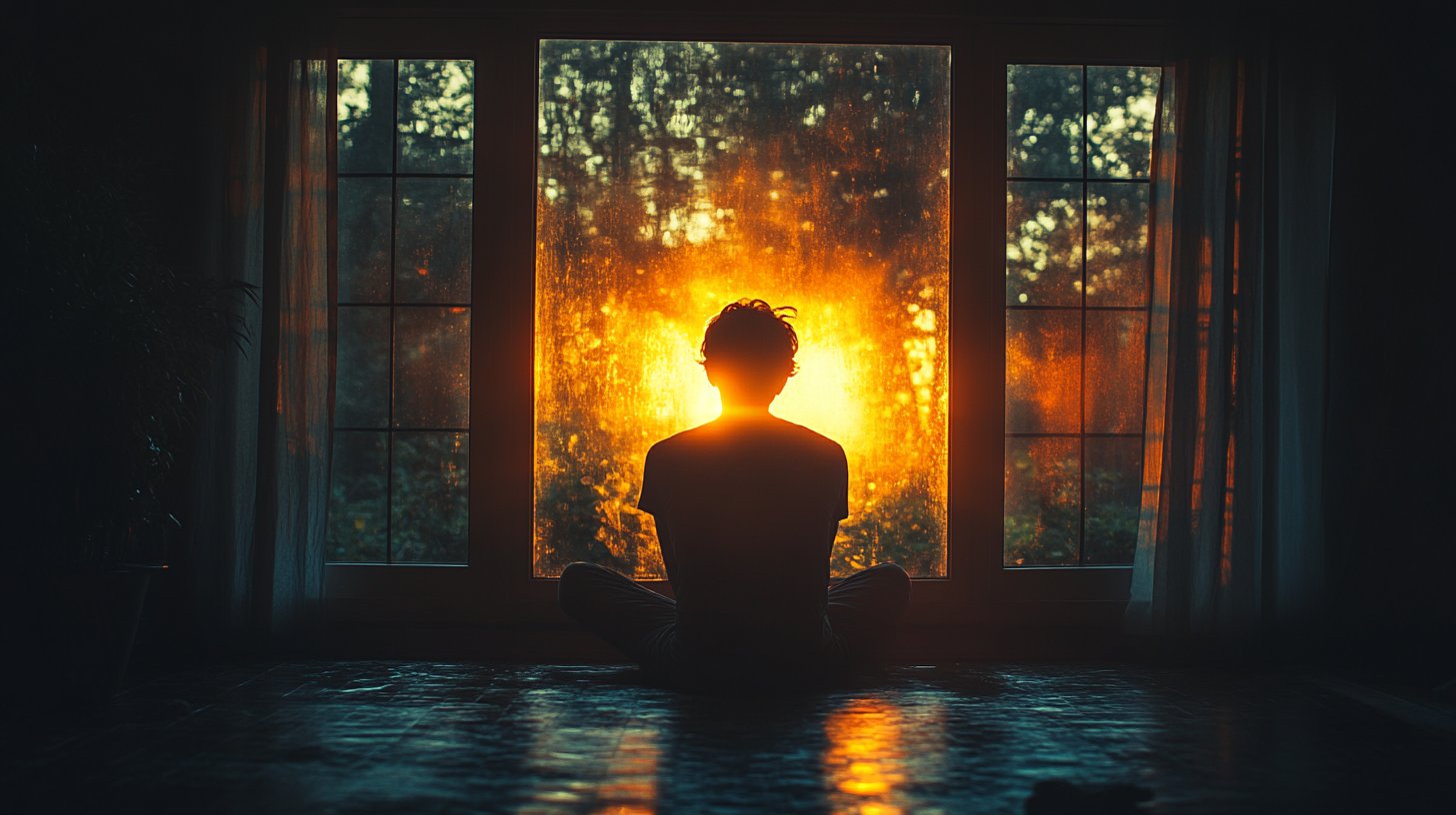 Aislamiento y anhelo desde una habitación oscura.