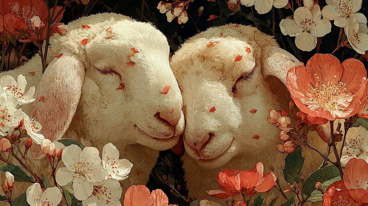 Due segni zodiacali compatibili si intrecciano in un'armonia fiorente.