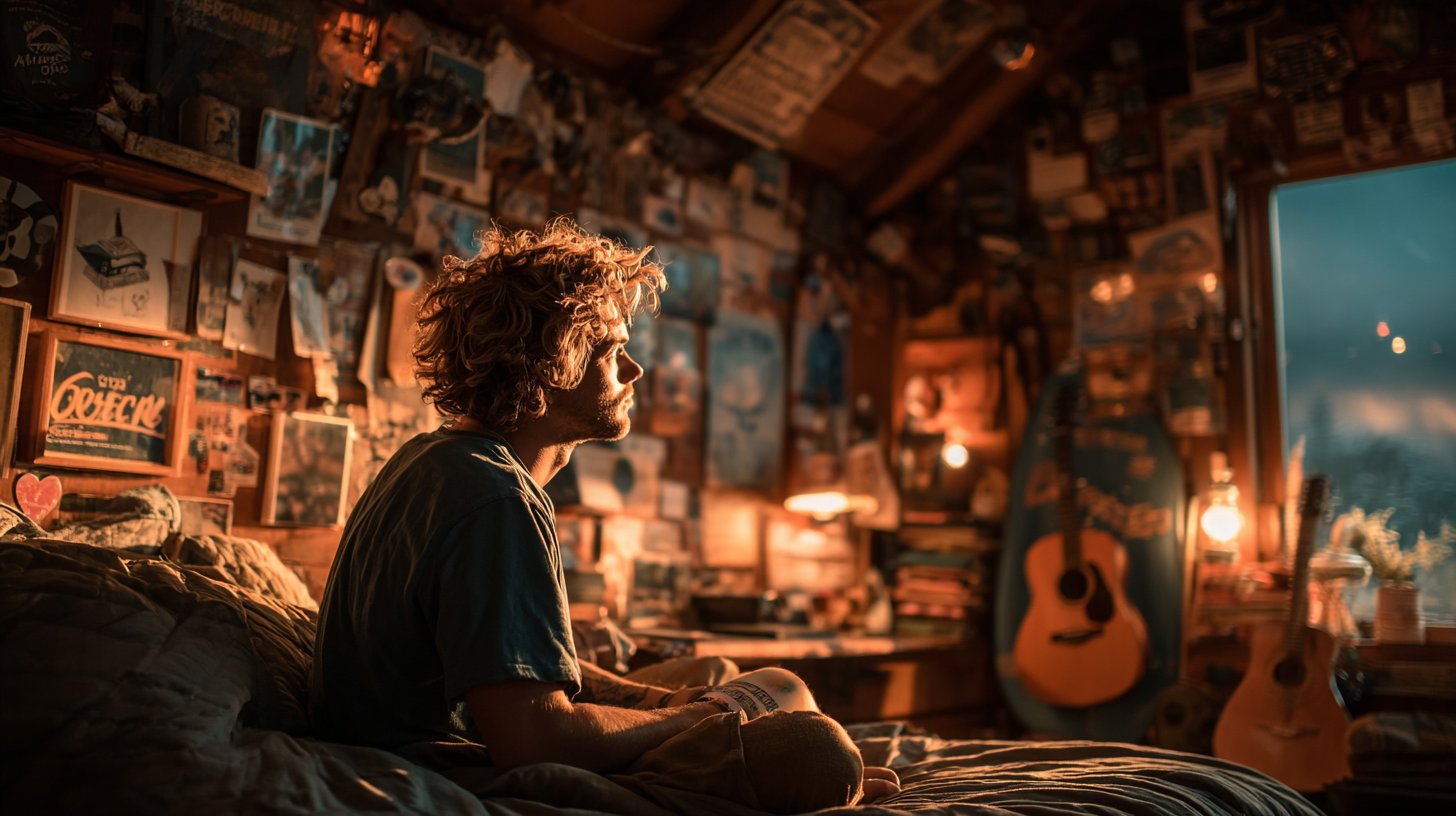 Un uomo si dedica ai suoi hobby con passione.