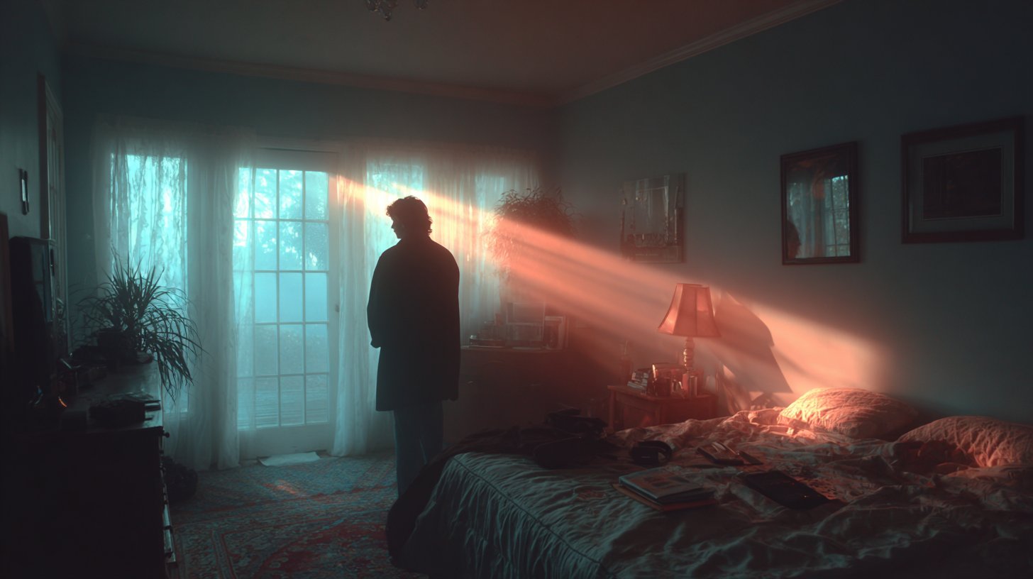 Ein einsamer Schatten in der Dunkelheit.