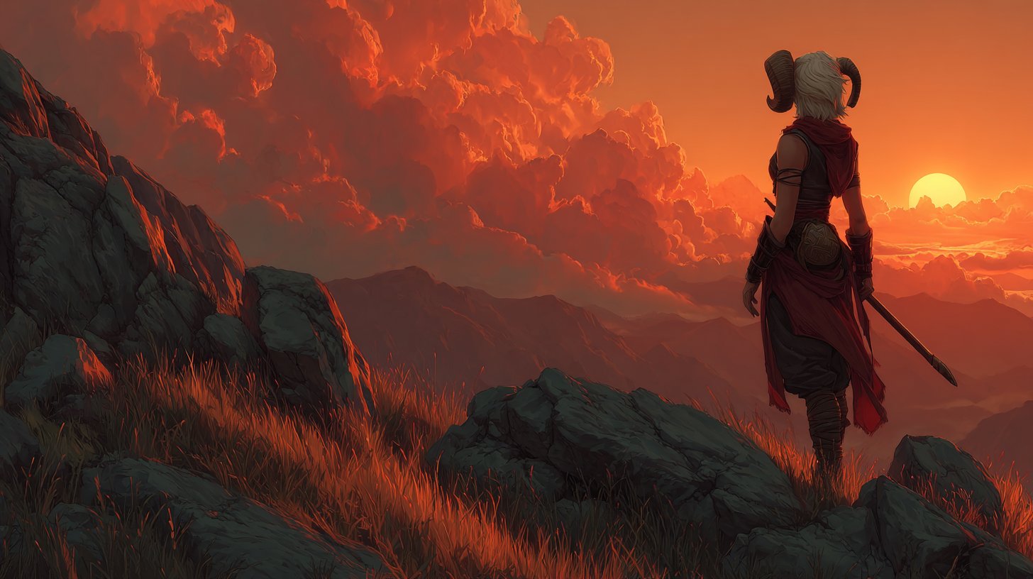 Un Ariete sta in piedi con fiducia tra le stelle vivaci.