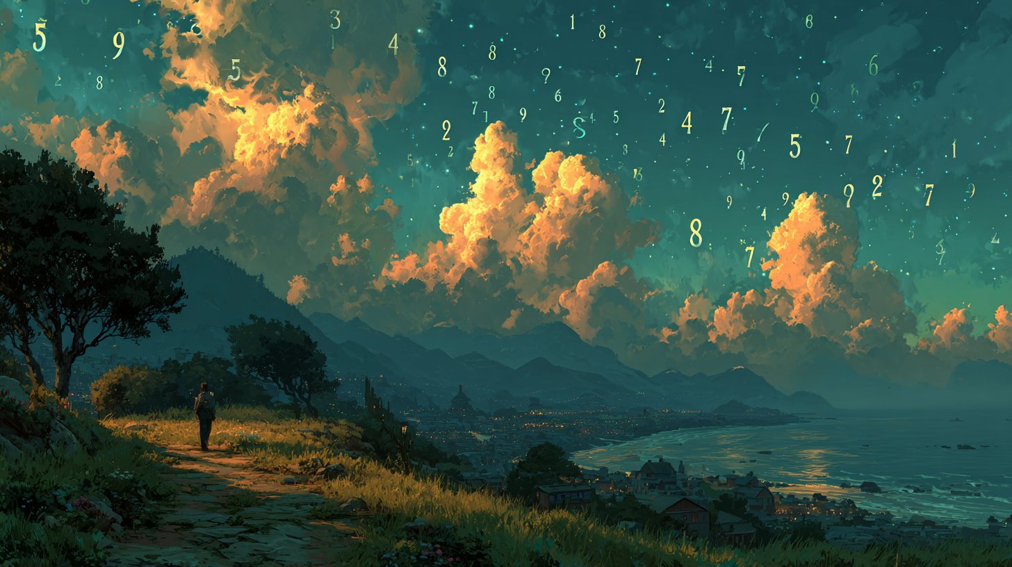 Nombres éthérés doucement illuminés dans un paysage de rêve.