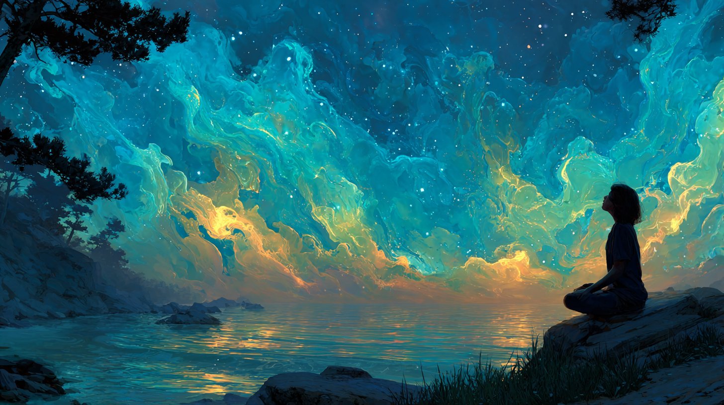 Rêves méditatifs sous un ciel étoilé.