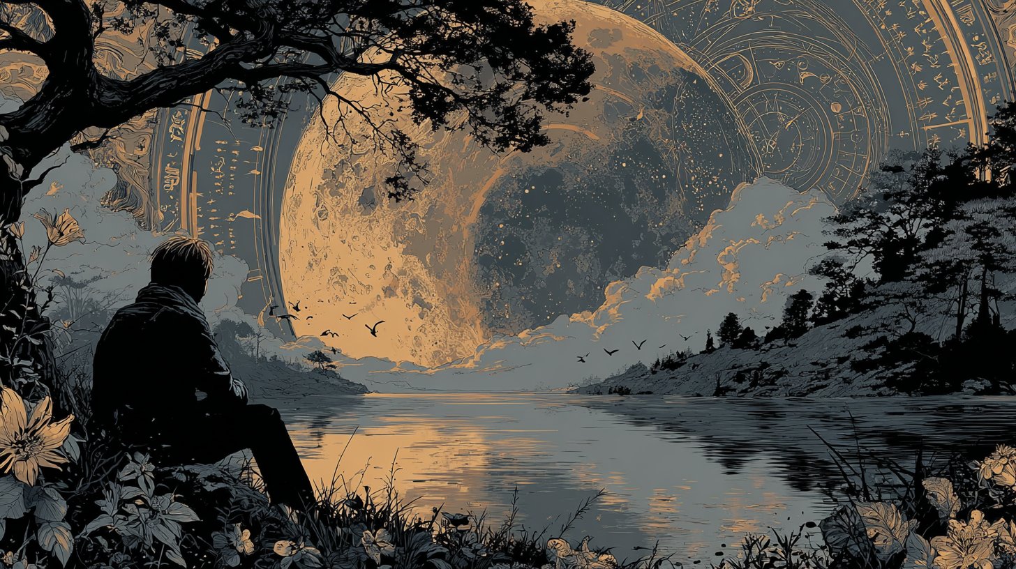 Un moment d'autoréflexion lors d'une éclipse solaire dans la nature.