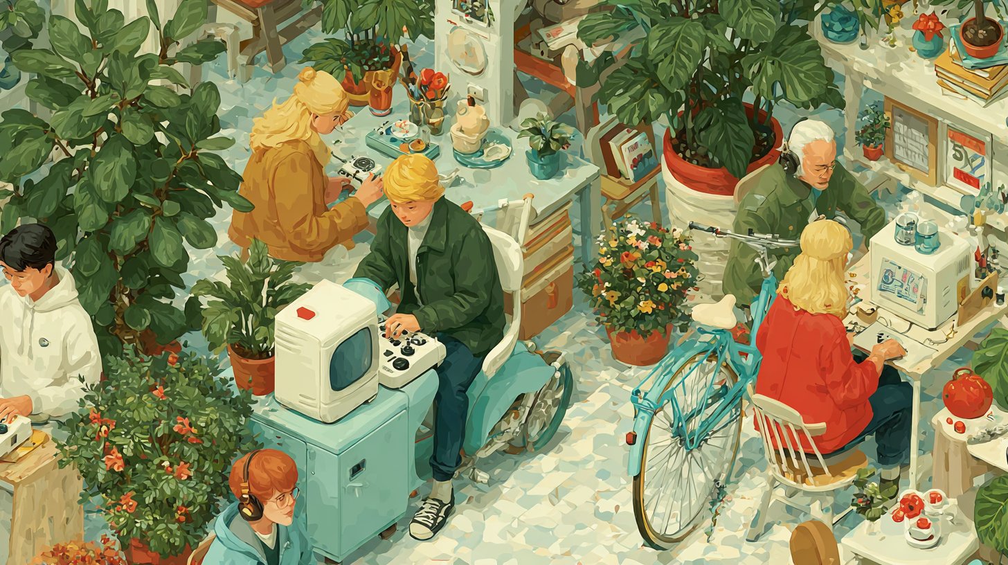 Individuen verfolgen gemeinsam ihre Hobbys.