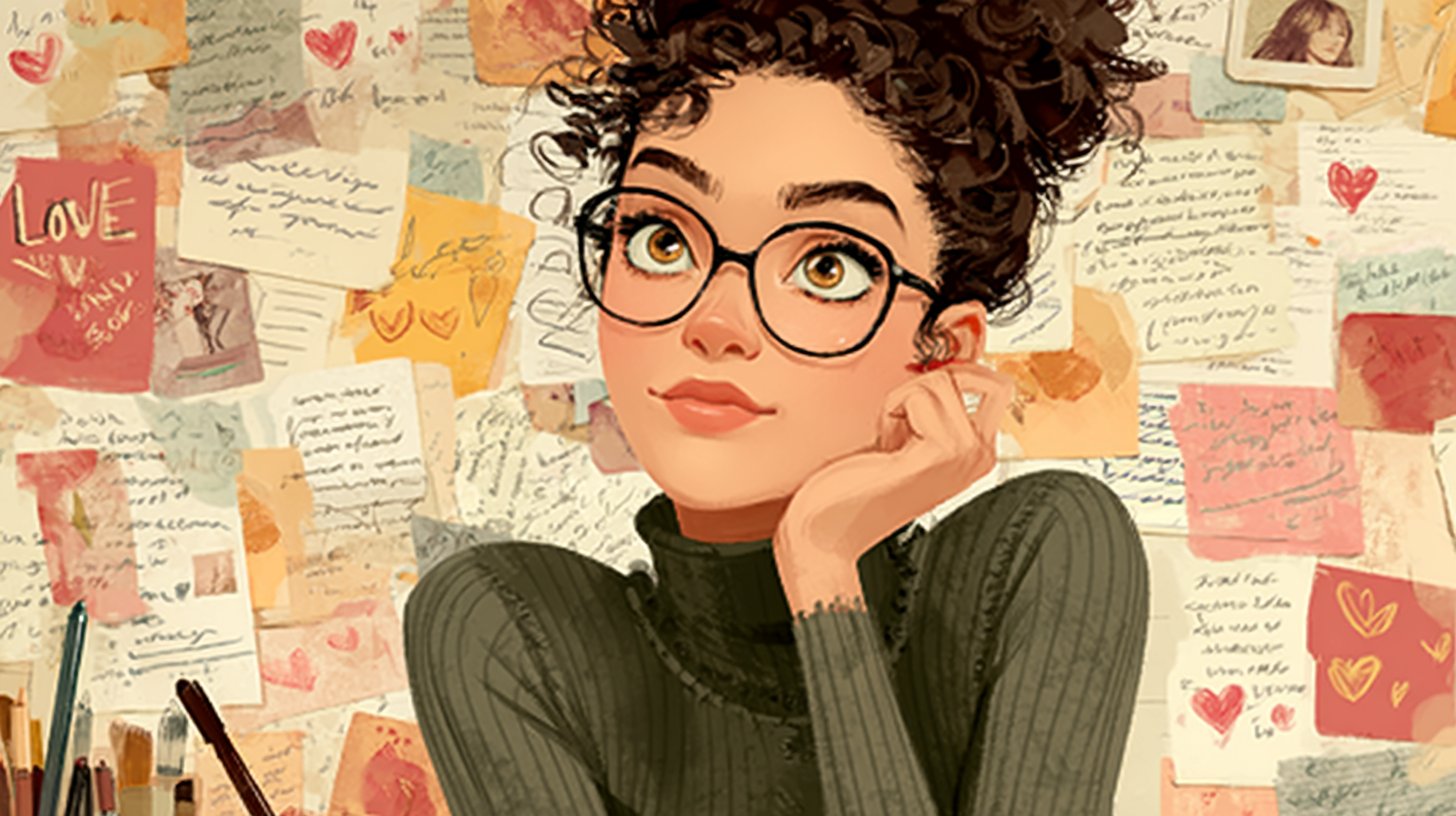 Eine akribische Frau mit Stift und Notizbuch.