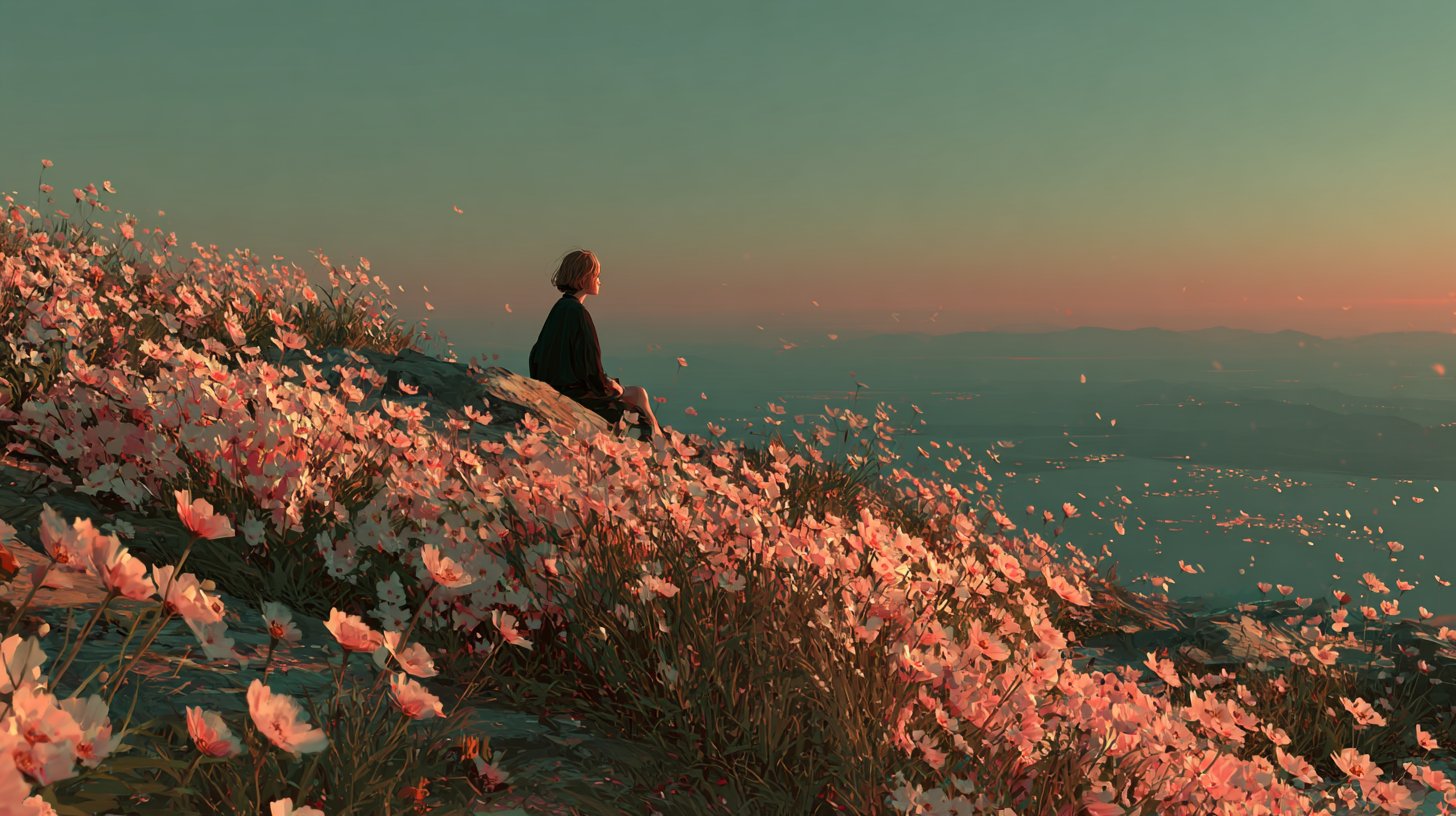 Eine verletzliche Frau blickt hoffnungsvoll in die Ferne.