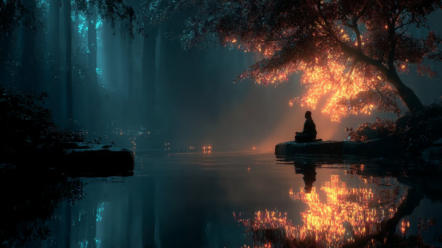 Une personne médite, utilisant le pouvoir de l'intuition.