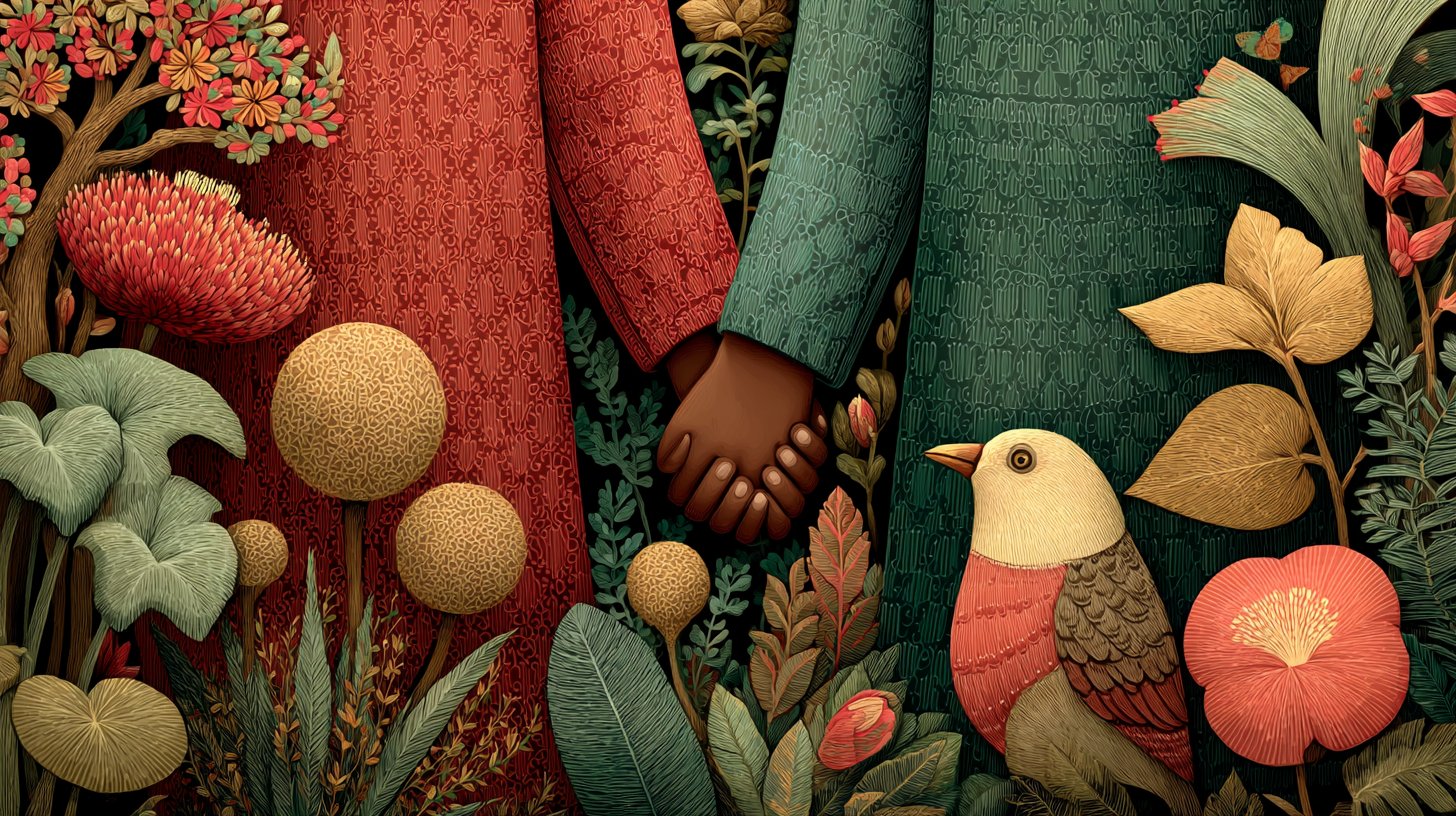 Des mains unies symbolisent une connexion harmonieuse.