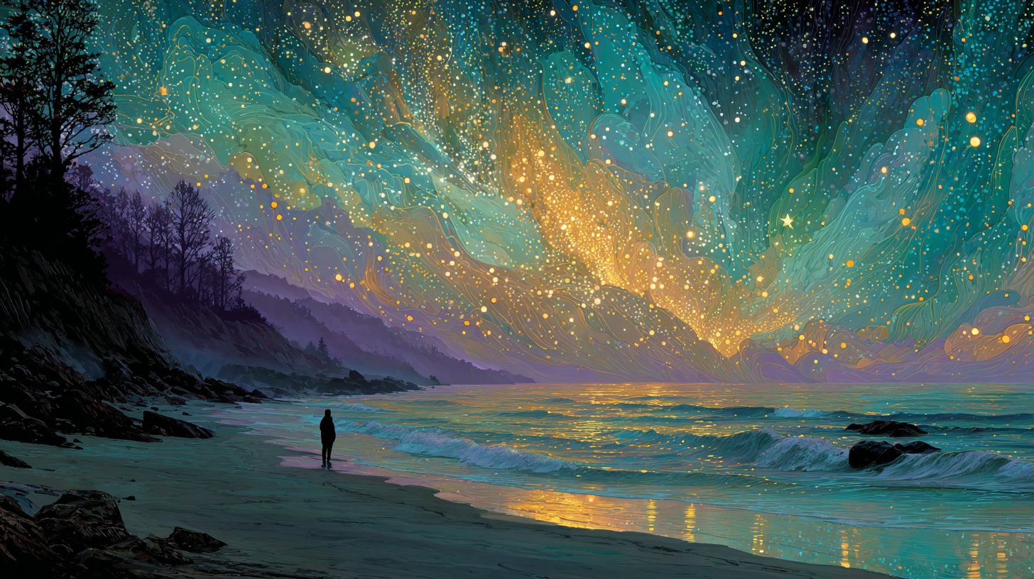 Un paisaje cósmico que muestra apoyo del universo.