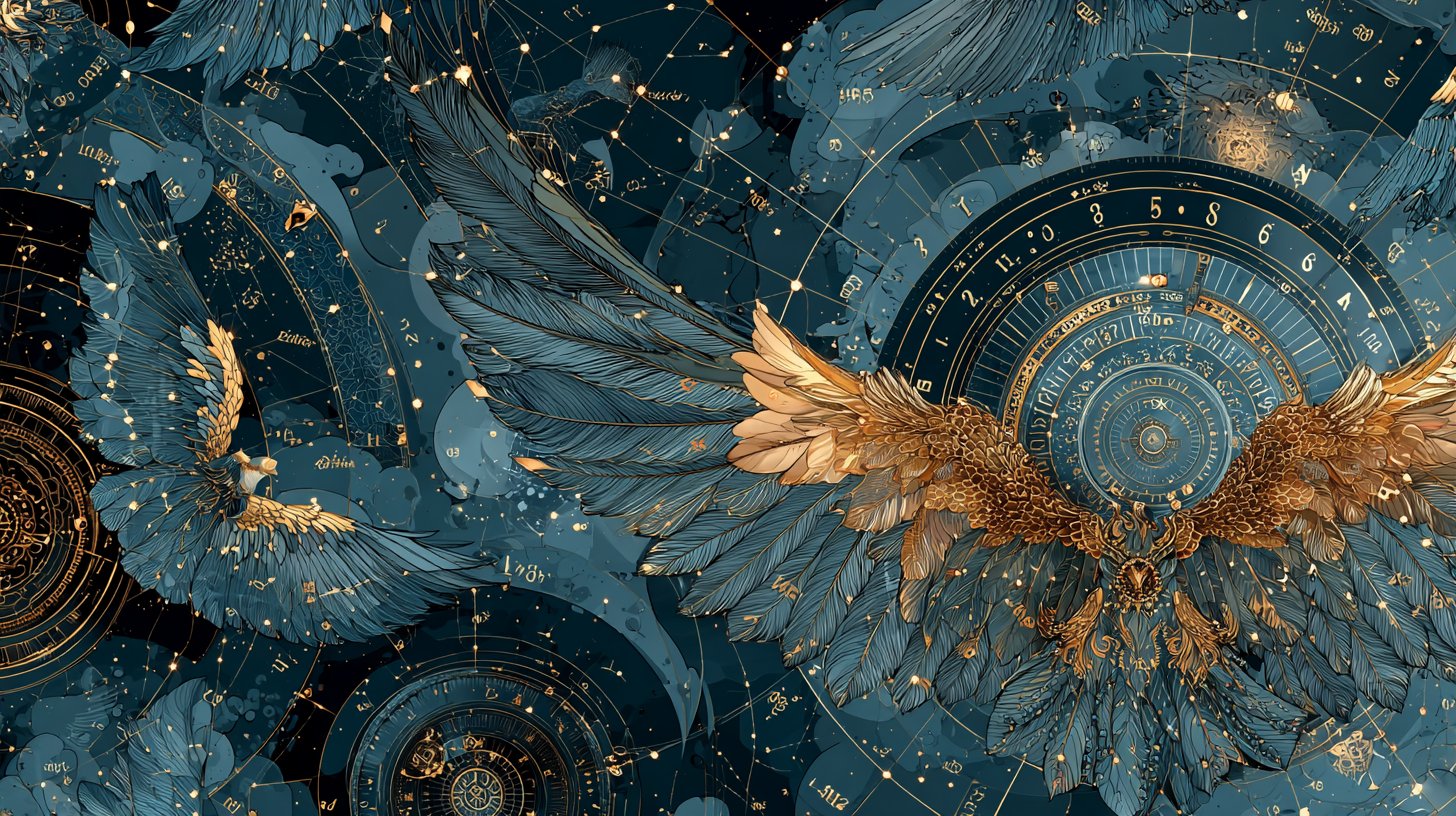 Ein mystischer Nachthimmel mit strahlenden Engelzahlen.