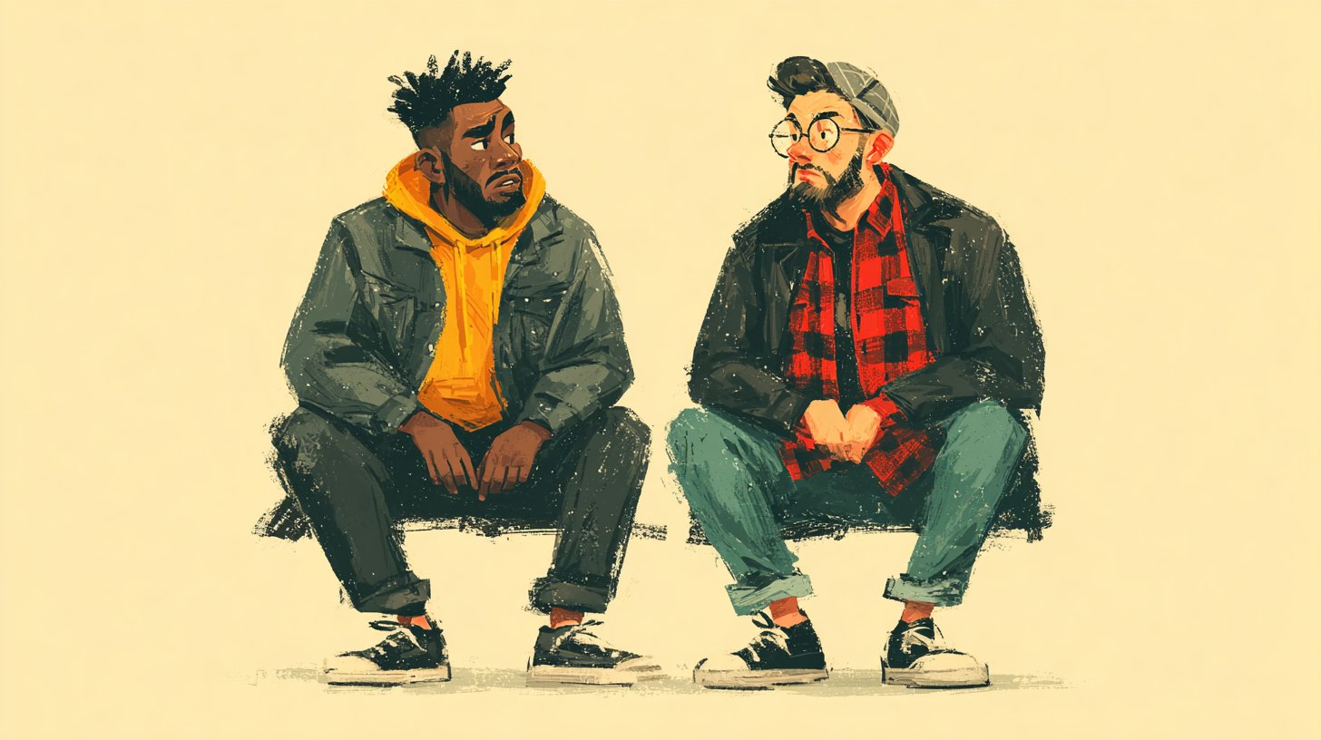 Ein spannungsgeladenes Gespräch zwischen frustrierten und abweisenden Personen.