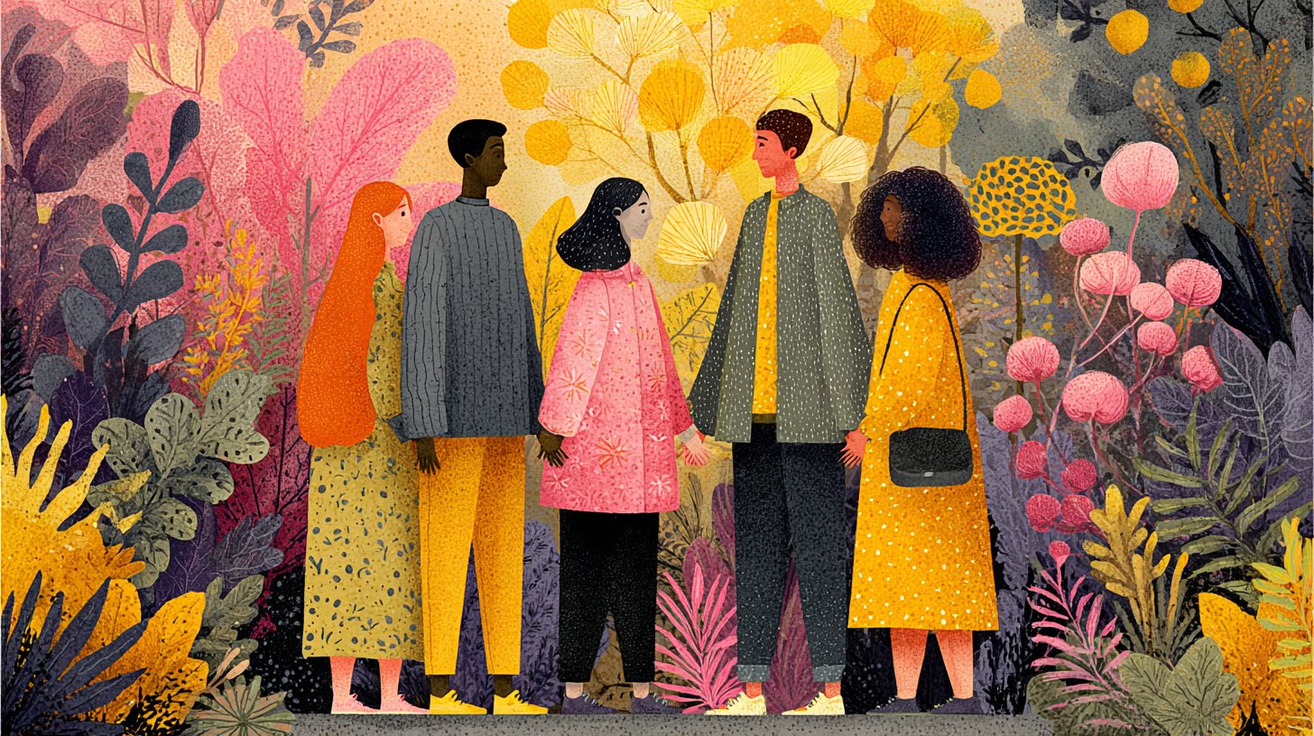 Un groupe de personnes riant et interagissant amicalement.