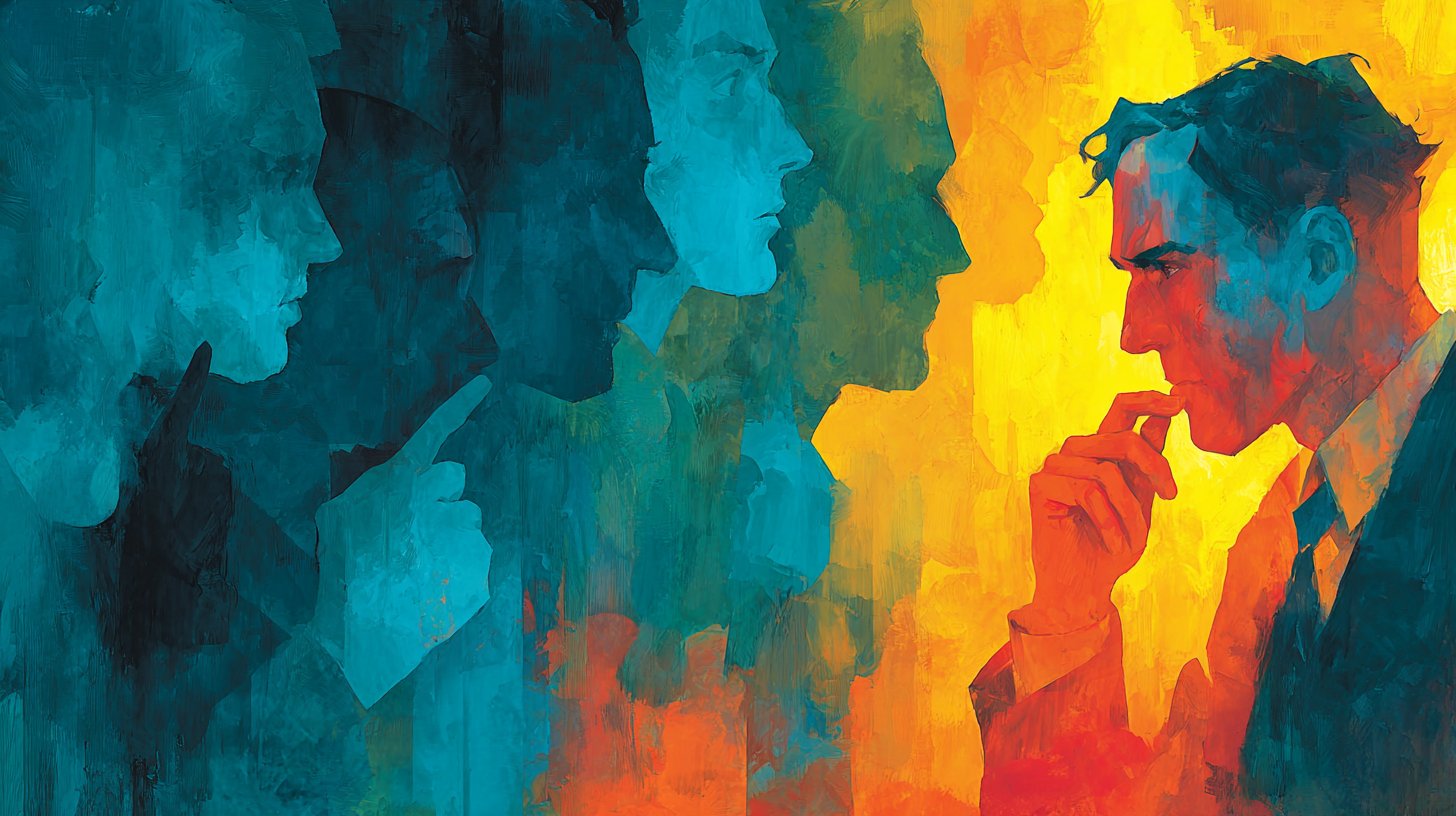 Negative Kritik in einem Schattenmeer.