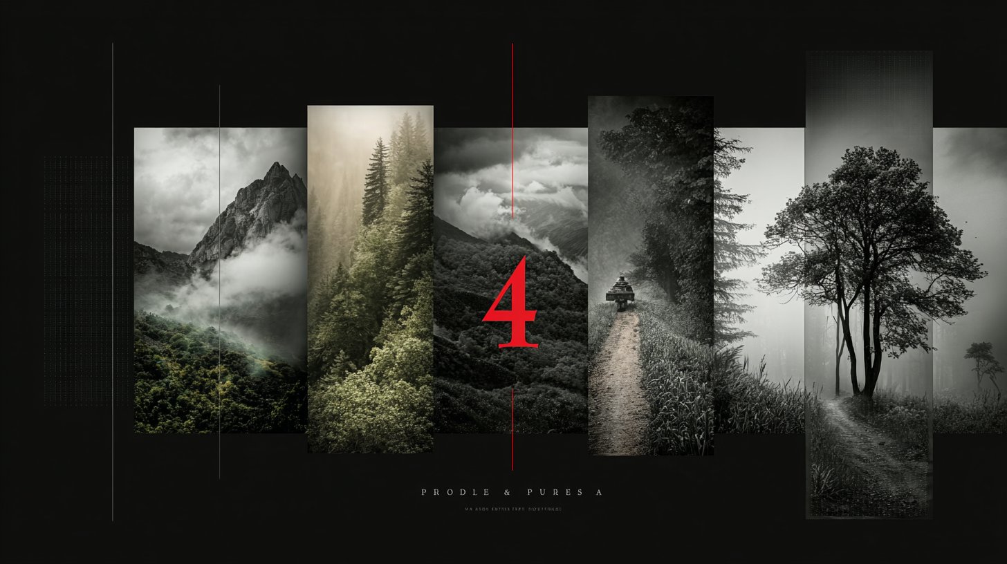 Immagine drammatica del numero 4 in natura che rappresenta stabilità.