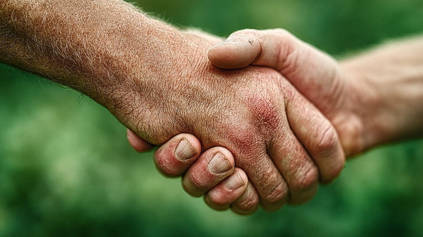 Eine starke Person unterstützt eine andere in der Natur.