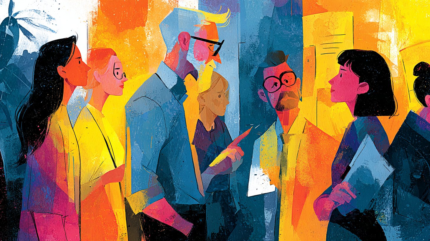 Ein kreativer Arbeitsplatz mit einem vielfältigen Team in Aktion.