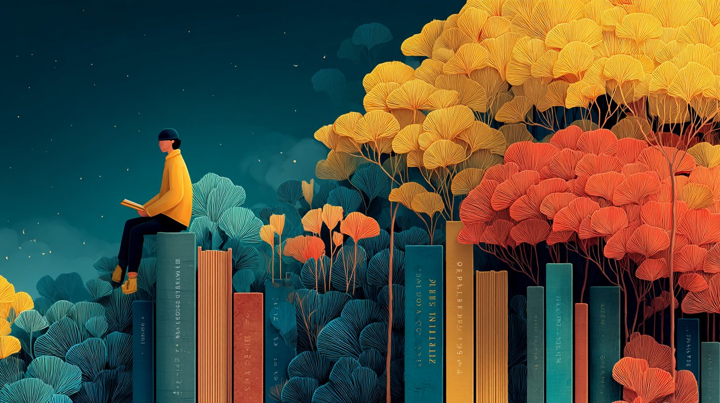 EinMoment der Entspannung zwischen Büchern und Natur.