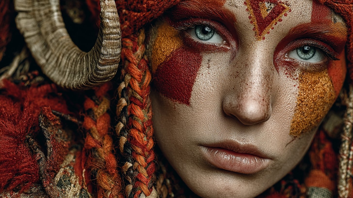 Un Ariete ardente che mostra determinazione con colori vivaci e pose dinamiche.