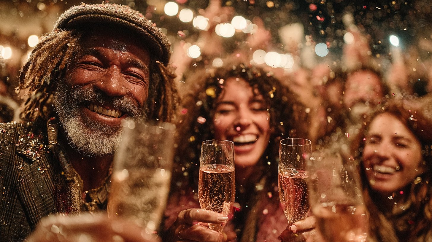 A colleague celebrating success with joy and confetti.