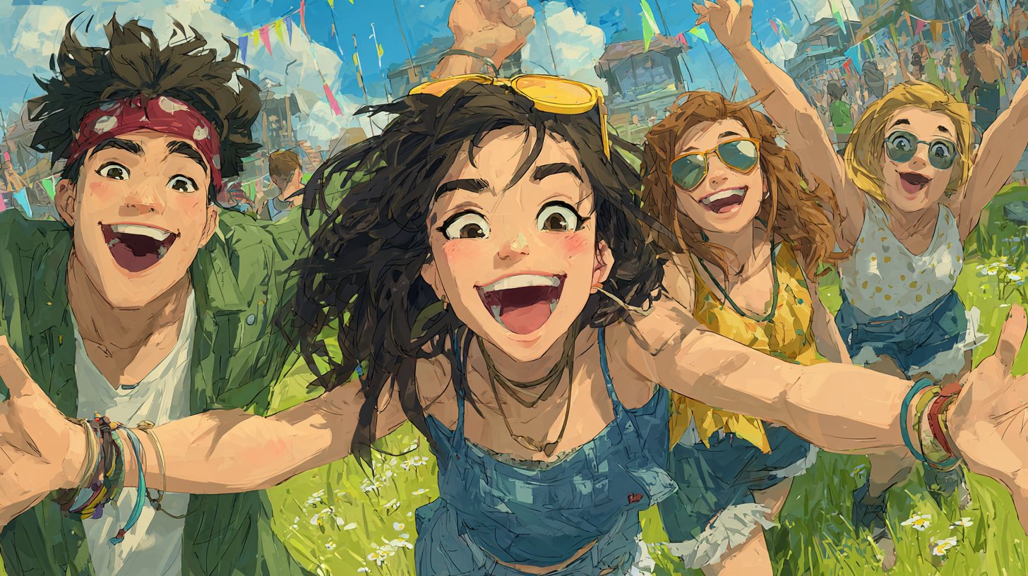 Freunde genießen gemeinsam den Tag in der Natur.