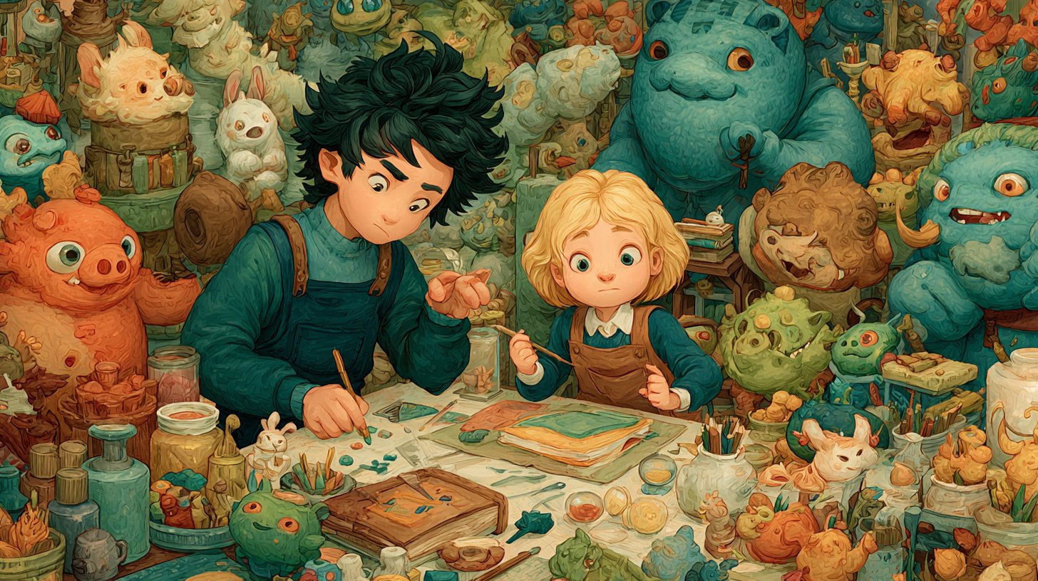 Ein verspielter Park, voller Menschen, die kreativen Aktivitäten nachgehen.