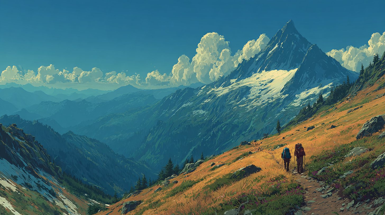 A cozy conversation between two people in warm tones.