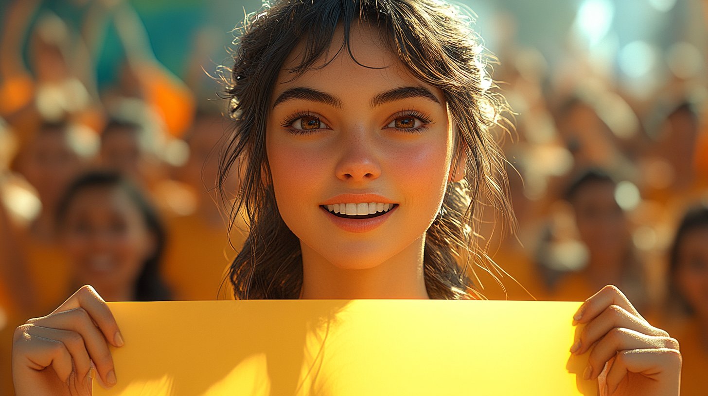 Ein Freund feuert den anderen bei einem Sportereignis an.