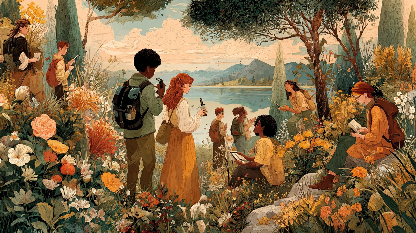 Piscis y Tauro se abrazan suavemente en un paisaje nocturno de ensueño.