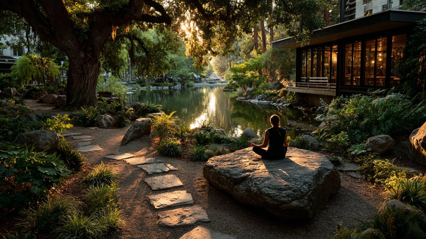 Eine selbstbewusste Person triumphierend auf einem Berggipfel, die ihre Reise feiert.