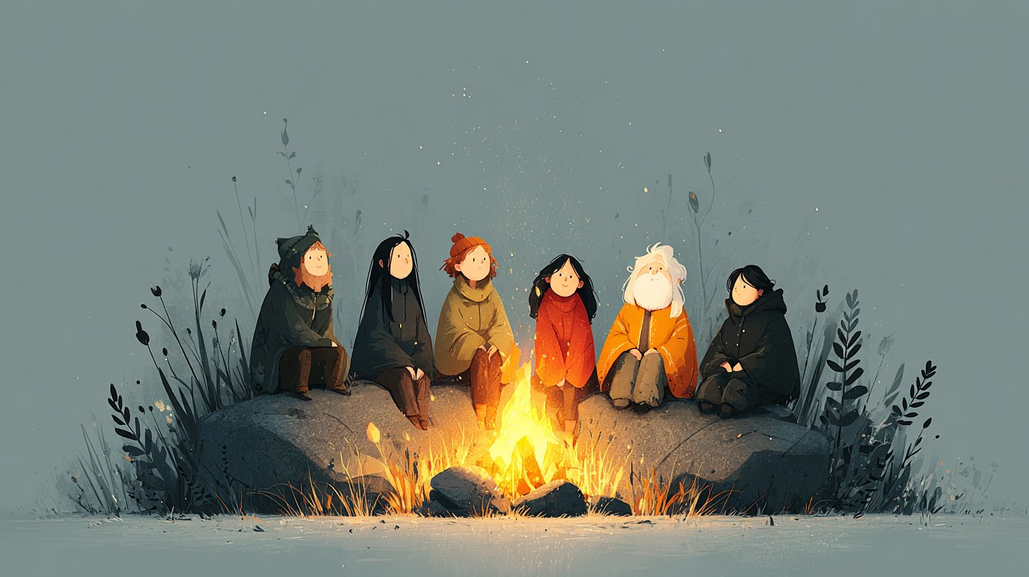 Un ambiente naturale sereno con pietre a forma di cuore e un ruscello tranquillo.