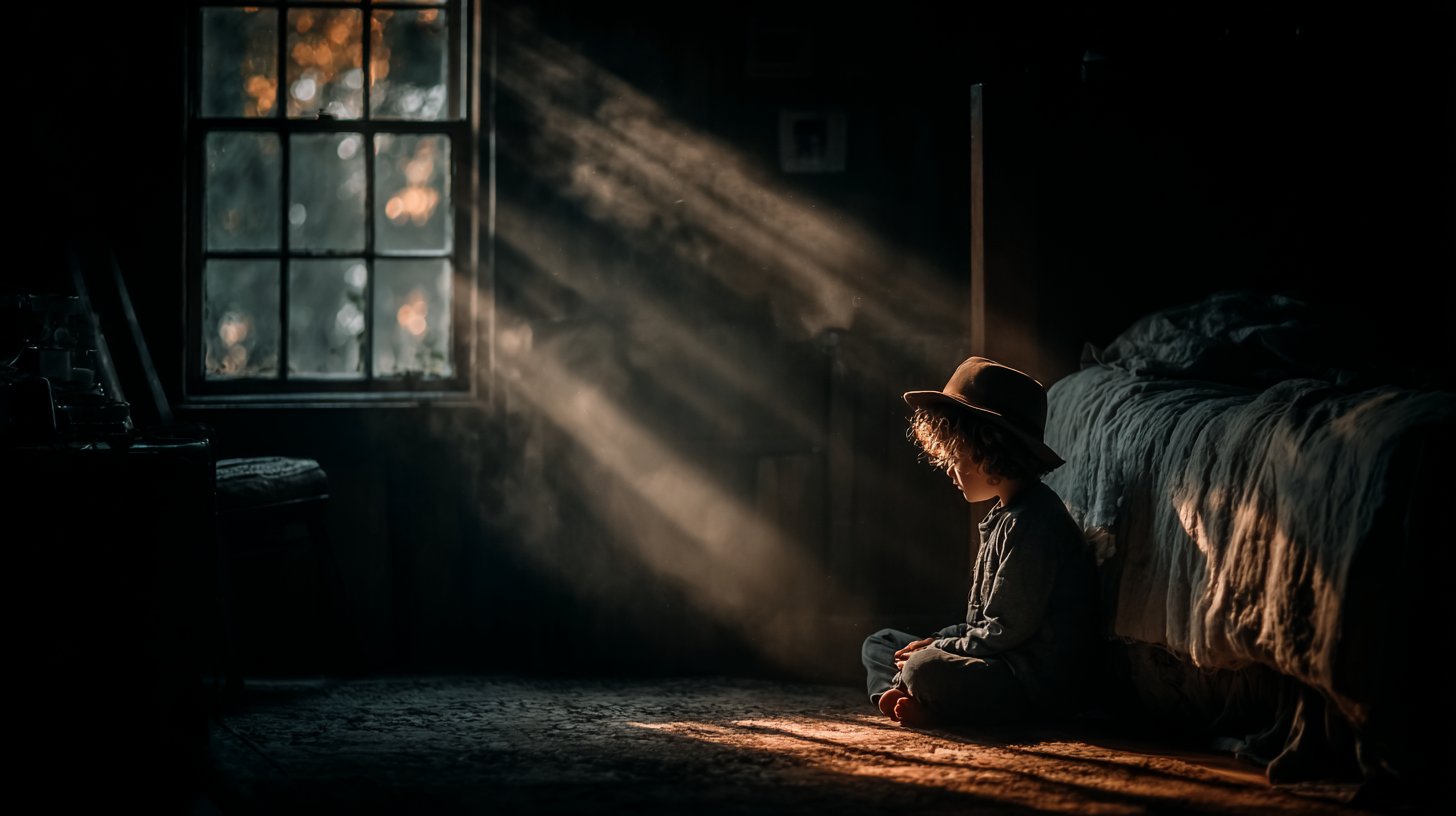 Ein Kind allein, das Sehnsucht nach Nähe hat.